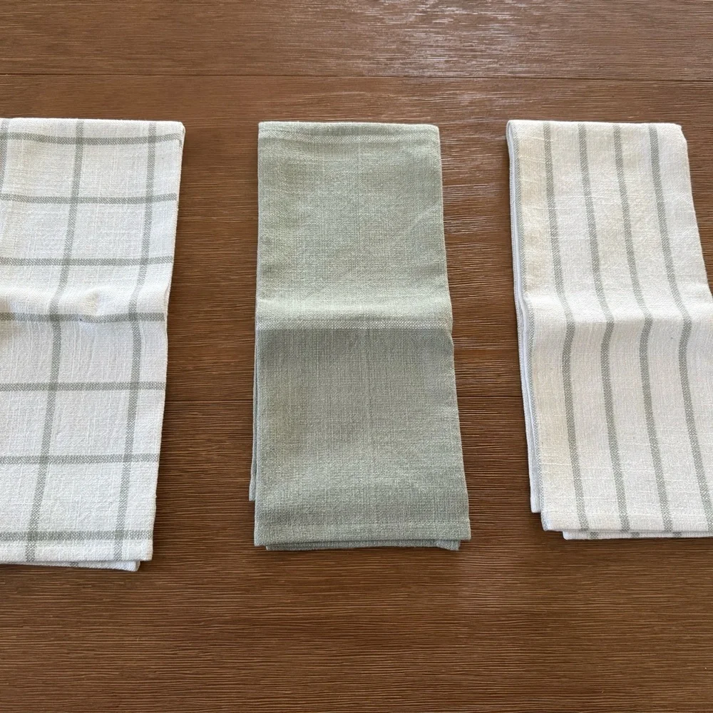 Mint Green and Cream Kitchen Towel Set